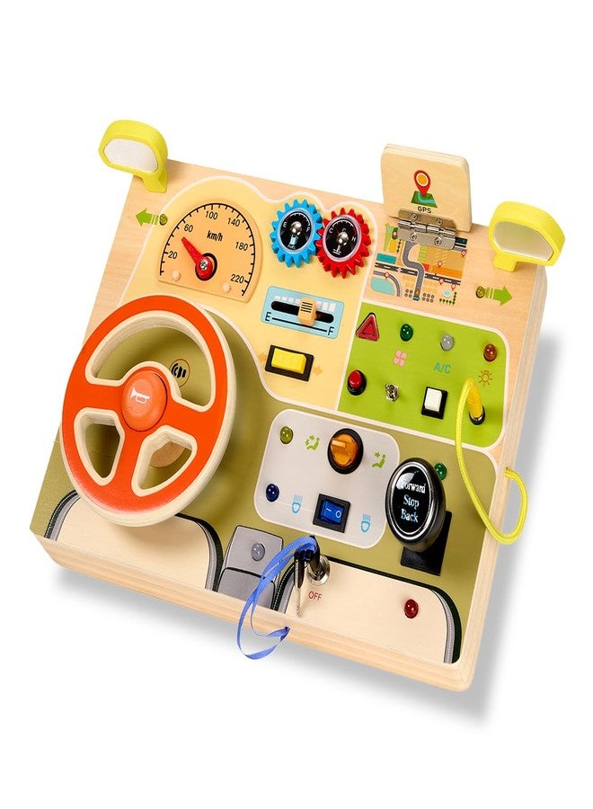 Playbees Montessori Toys for Toddlers 1-4 – Wooden Baby Busy Board Sensory Toy with Light Switch – Educational Travel Toy for Fine Motor Skills & Learning Activities – Perfect for Boys and Girls - Image 1